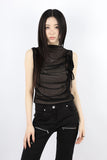 Mesh shirring via sleeveless