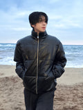 West High Neck Leather Bomber