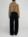Hidden corduroy long wide pants