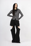 Two-tone high neck two-way zip-up