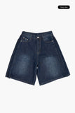 Side fold bermuda denim pants