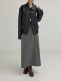 Big Collar Over Fit Leather Blouson
