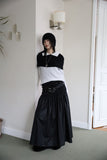 Marine leather long skirt