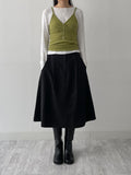 Two-pin tuck cotton flare skirt