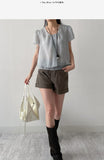 Organza Plain Layered Short Sleeve Blouse