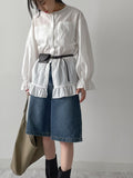 Frill Stripe Loose Fit Blouse