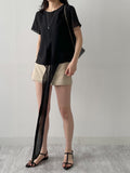 Blooming Wrap See-through Short Sleeve Blouse