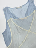 Tencel See-through Frill Sleeveless Blouse
