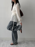Stone cat brush wide denim pants