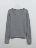 [Brushed Lining] Basic U-neck Long Sleeve T-Shirt
