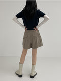 Cargo corduroy half-length pants