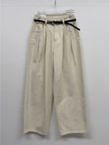 [Belt SET] 227 Pintuck Wide Cotton Pants