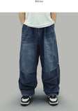 Grayish pin tuck denim pants