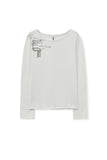 BOAT NECK GRAPHIC LONG SLEEVE T-SHIRT