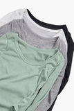 Summer U-neck Ribbed Long Sleeve