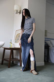 Leather belt middle boots
