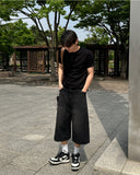 Leewoo denim bermuda pants