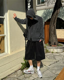 Here washing hood knit zip-up