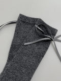 Ribbon Cashmere Plain Knee Socks