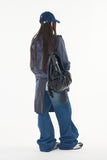 Loop check hoodie zip-up jumper