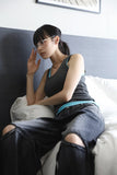 Knee slit strap denim