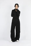 Slim long collar T-shirt