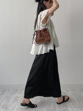 Banding Satin Long Skirt
