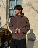 Diagonal Corduroy Hood Zip-up