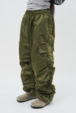 Glossy Shirring Cargo Pants