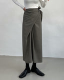 Silky Twist Wrap Long Skirt