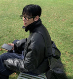 Black leather shirring padding