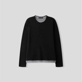 Waffle Henley Neck Long Sleeve