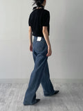 [wool100%] Matilda V-neck half knit