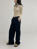 Slit Wool Turtleneck T-Shirt