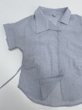 Paper Unbalanced Strap Short Sleeve Blouse