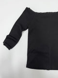 Floral Three Quarter Sleeve Off-Shoulder T-Shirt