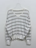 Lina Striped V-Neck Knit T-Shirt