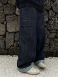 High waist pocket straight fit raw denim pt