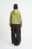 Carmine waffle hood sweat long sleeve