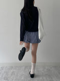 [Pants Lining!] Check Pumpkin Banding Mini Skirt