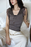V rib sleeveless top