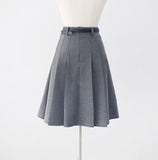 Jay Pleated Midi Skirt (Belt Set)