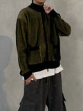 Striped Two-Tone Knit Zip-Up