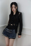 Damage Sleeveless Cardigan Set