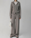 [Premium] Whole Garment Rough Hood Zip-Up Knit Set