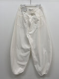 Linen Cinch Back Balloon Fit Wide Pants