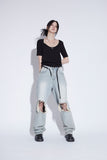 destroyed washing jeans