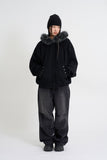 Raccoon fur hood zip-up