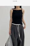 Boat Neck Square Ribbed Sleeveless