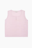 Silk button sleeveless knit top